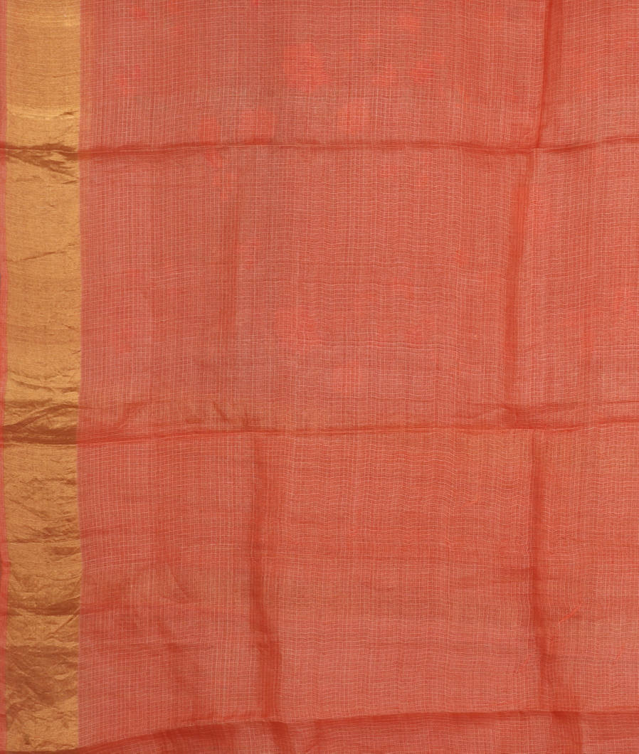 Peach Silk Kota Embroidery Saree T3523213