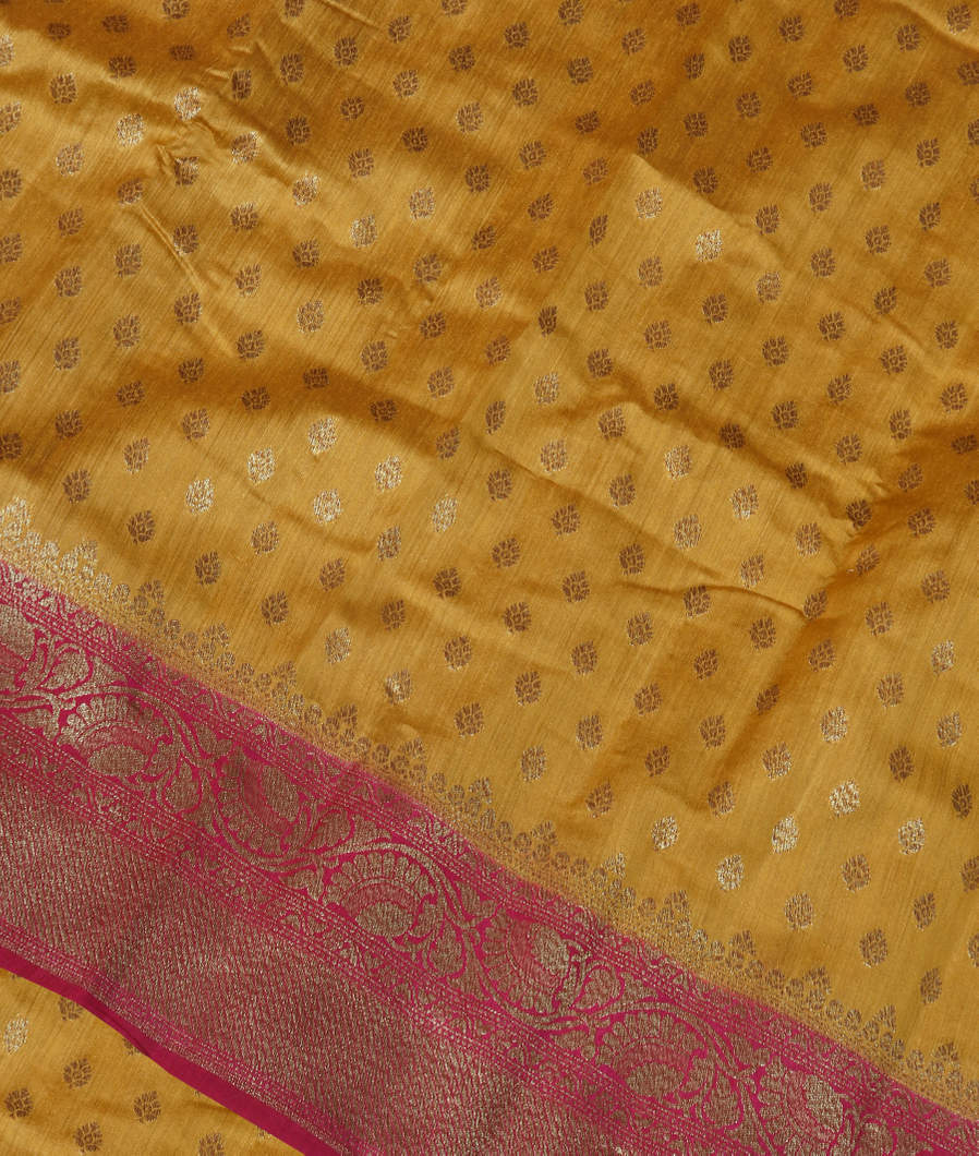 Yellow Banaras Tussar Saree T380387-image