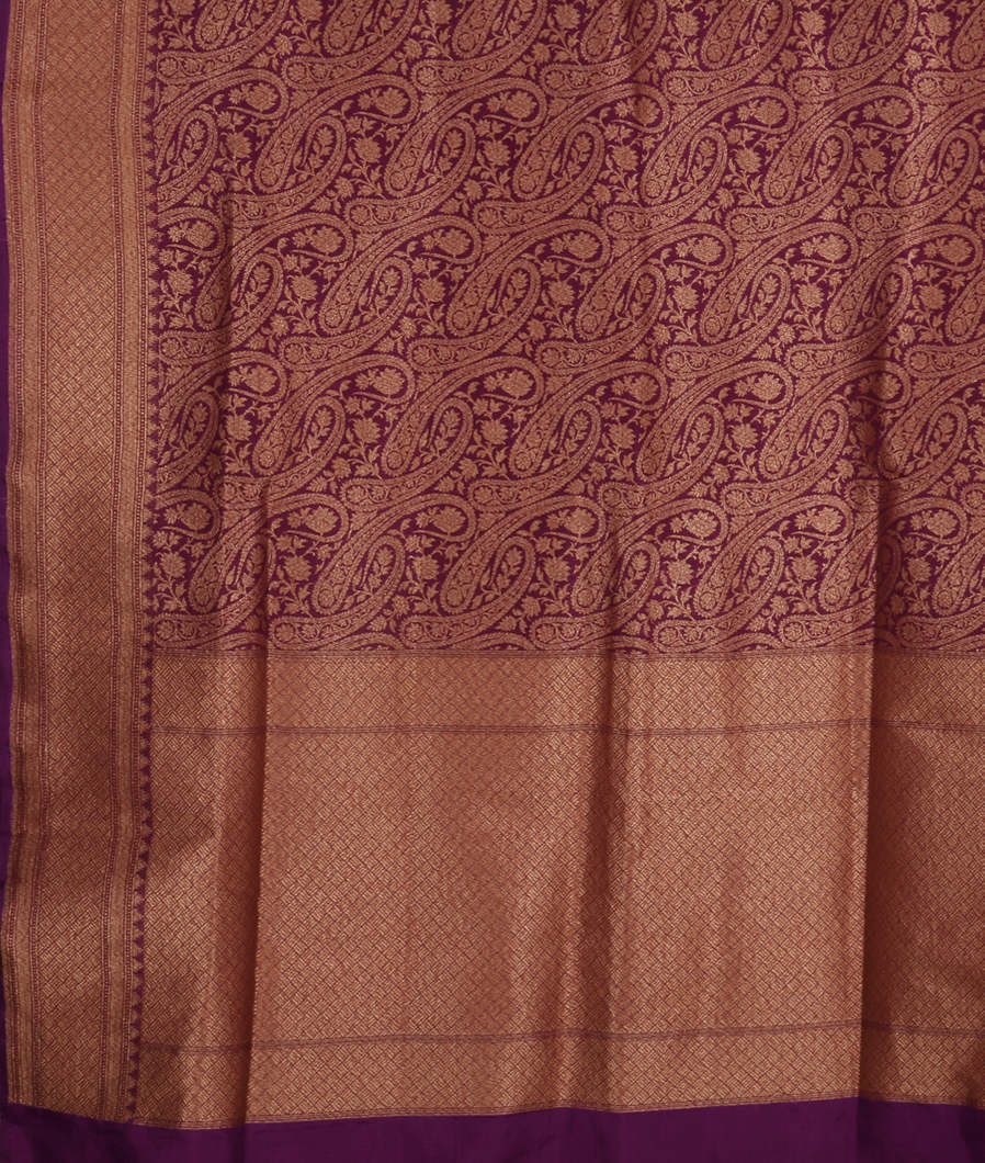 Purple Banaras Silk Saree T3784494