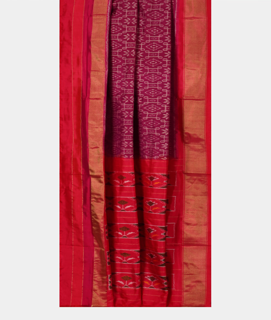 Purple Ikat Silk Saree T3593582
