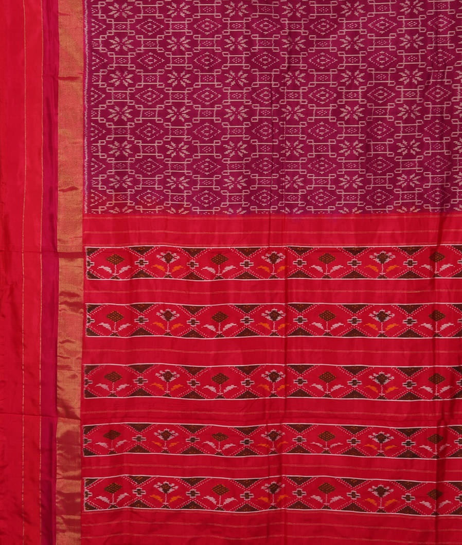Purple Ikat Silk Saree T3593584
