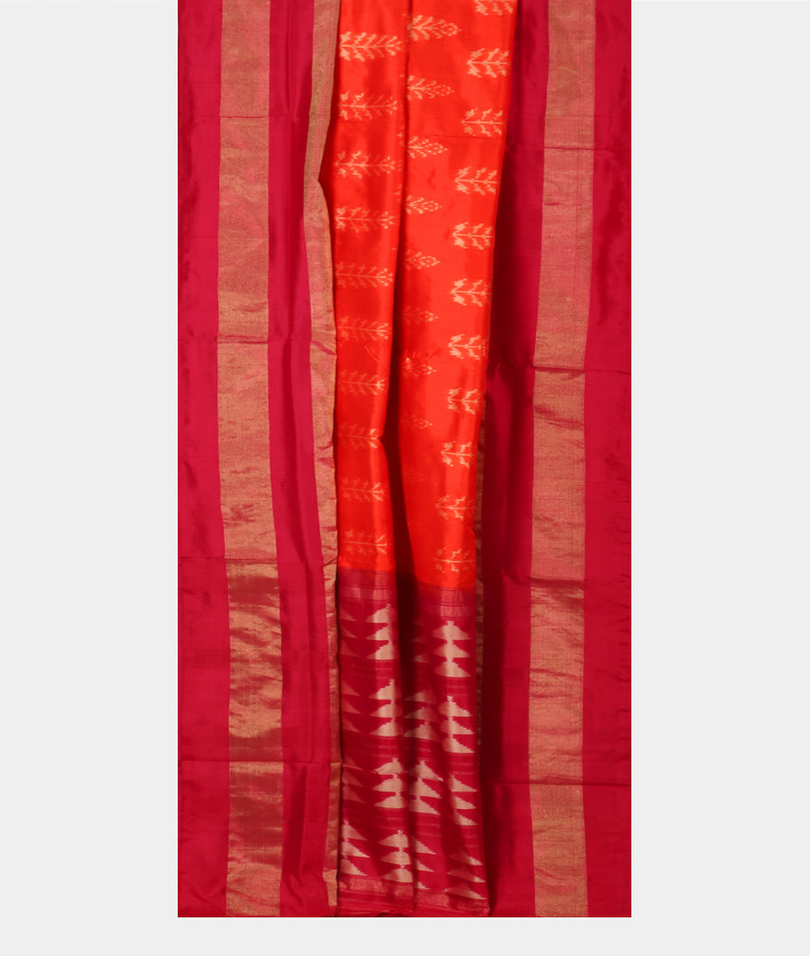 Orange Ikat Silk Saree T3332492