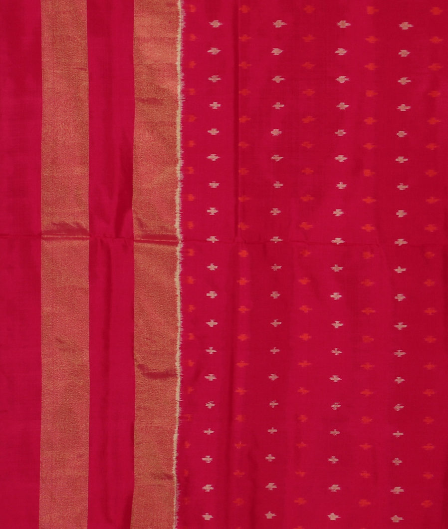 Orange Ikat Silk Saree T3332493