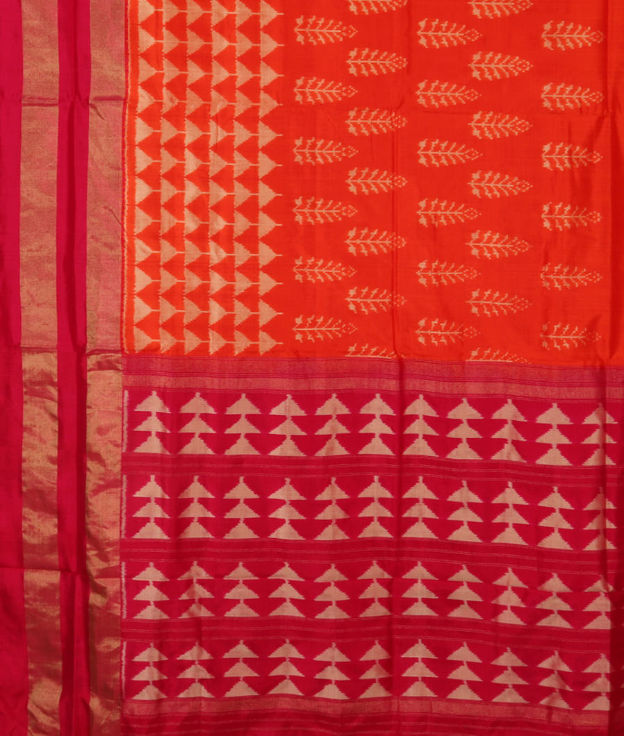 Orange Ikat Silk Saree T3332494