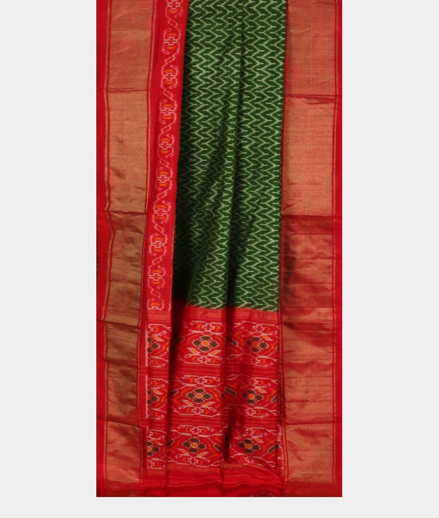 Green Ikat Silk Saree T3571902