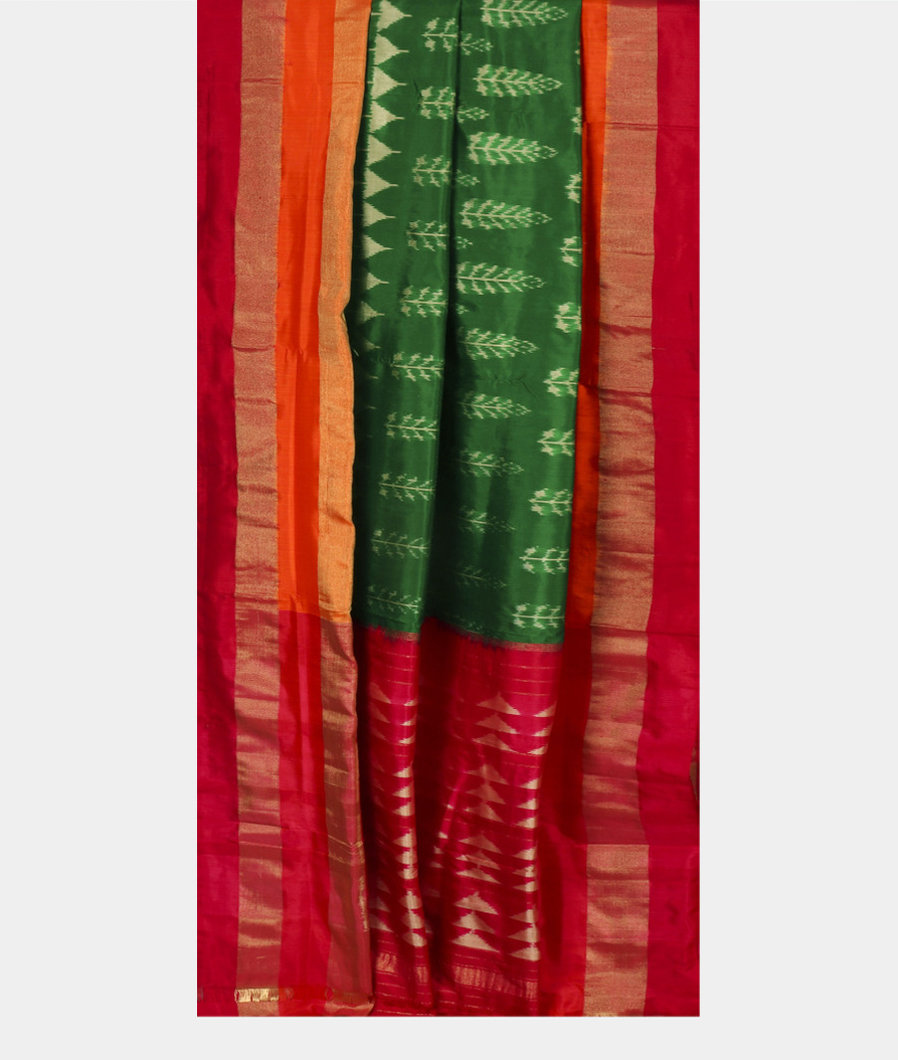 Green Ikat Silk Saree T3332542