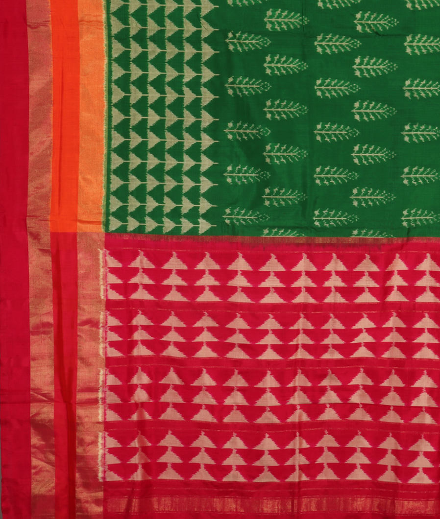 Green Ikat Silk Saree T3332544