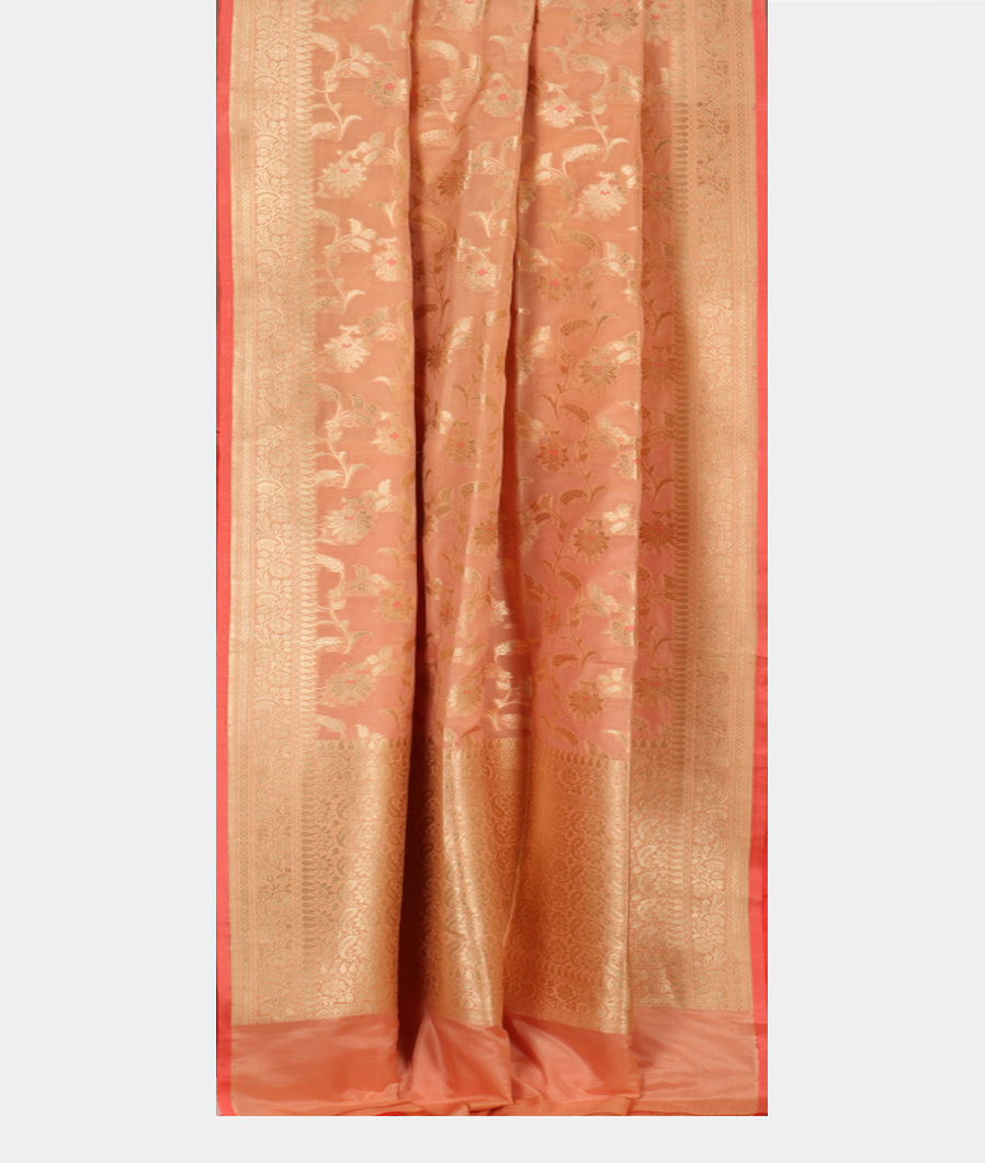 Light Peach Banaras Silk Saree T3807162