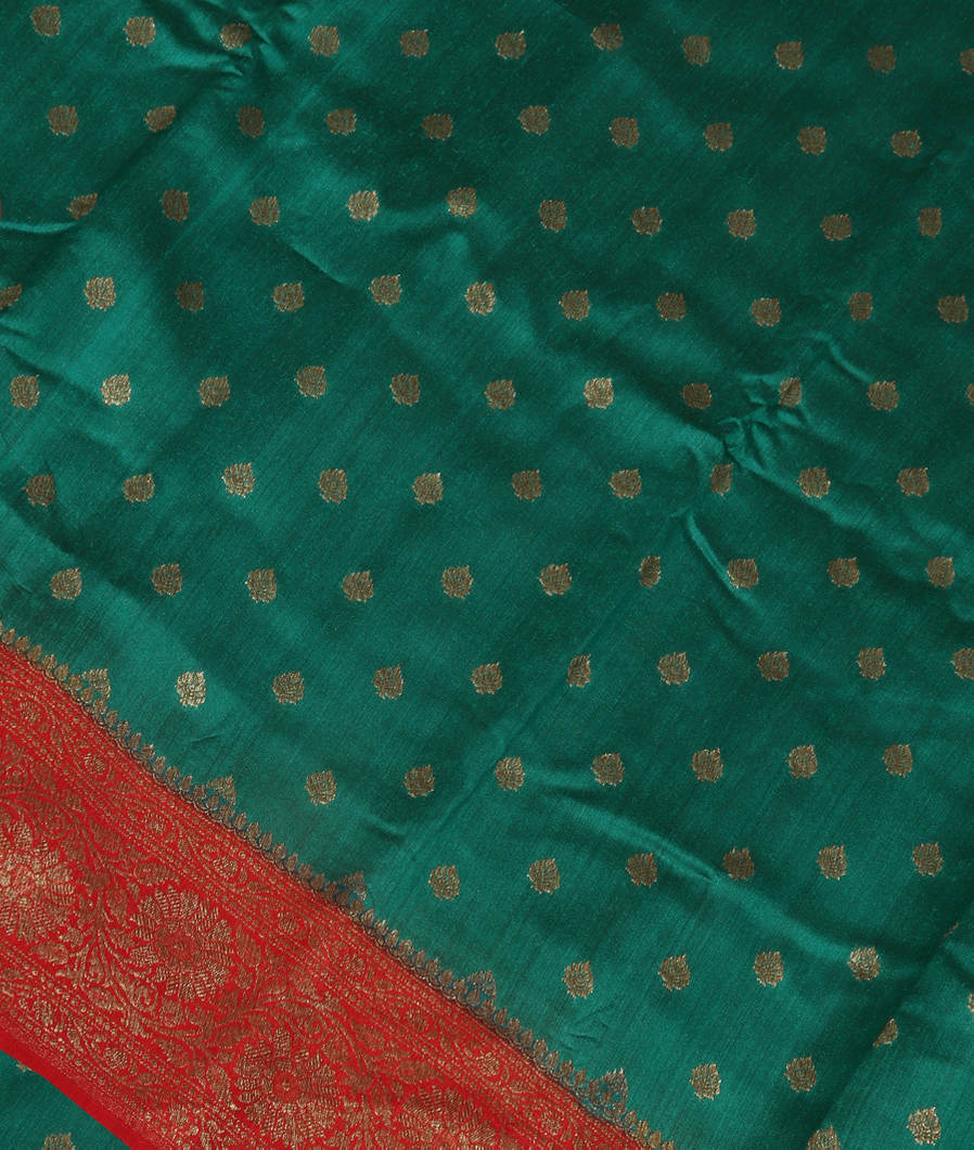 Green Banaras Tussar Saree T380373-image