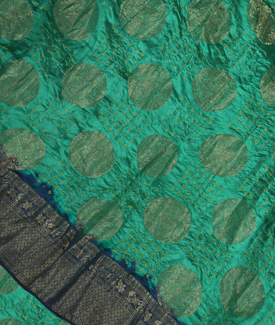 Green Bandhani Chaniya Silk Saree T377882-image