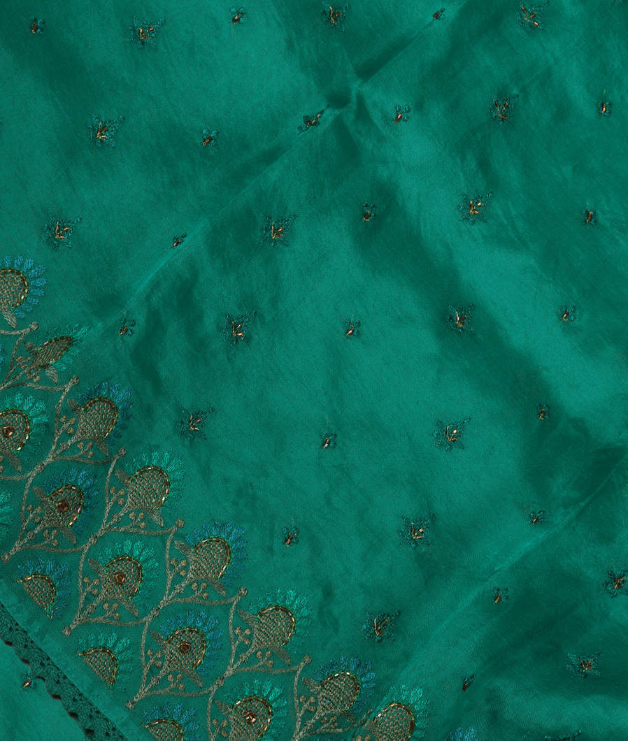 Green Kora Organza Embroidery Saree T380456-image