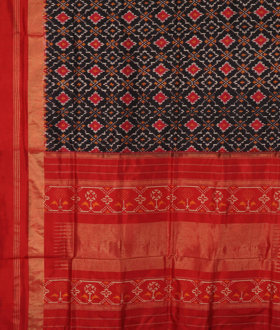 Black Ikat Silk Saree T3122134