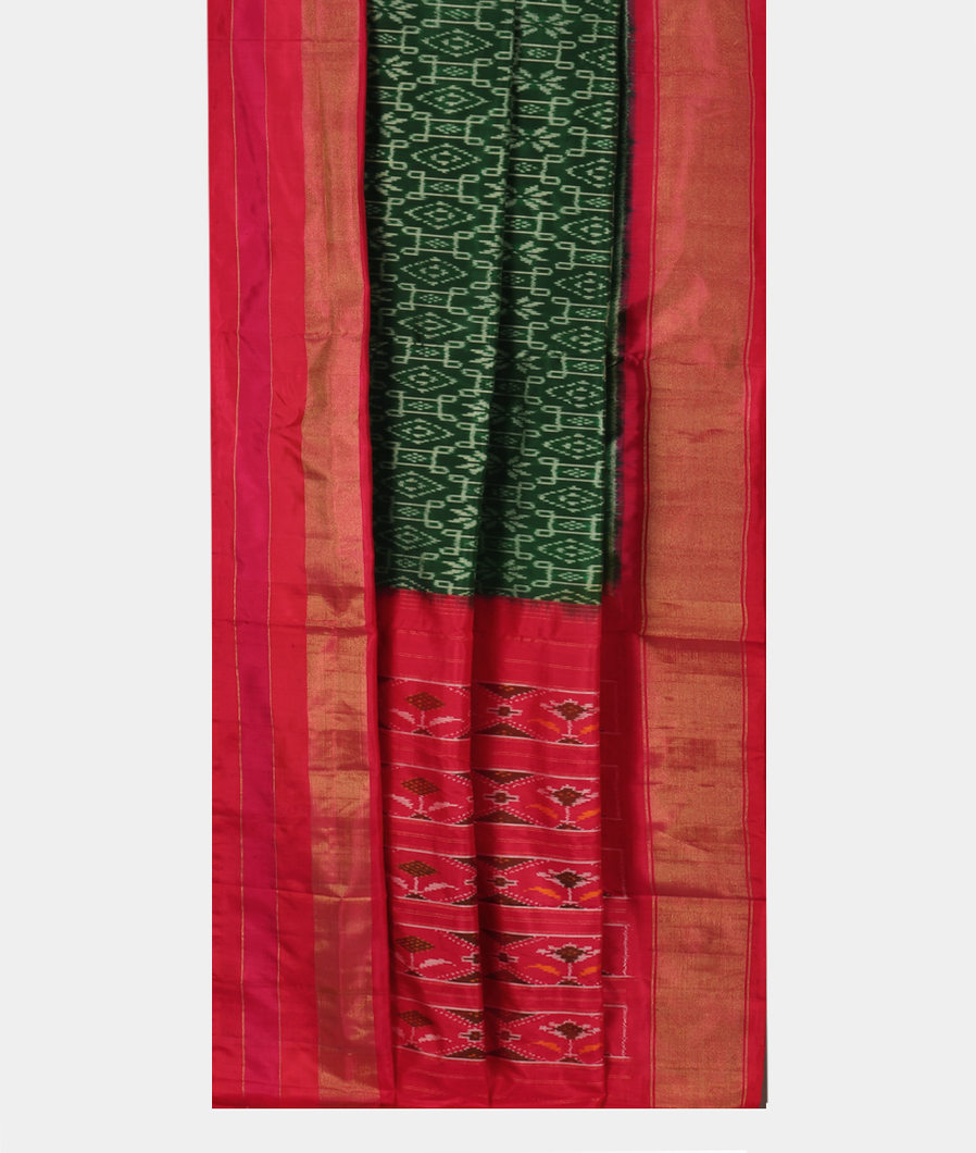 Green Ikat Silk Saree T3593602