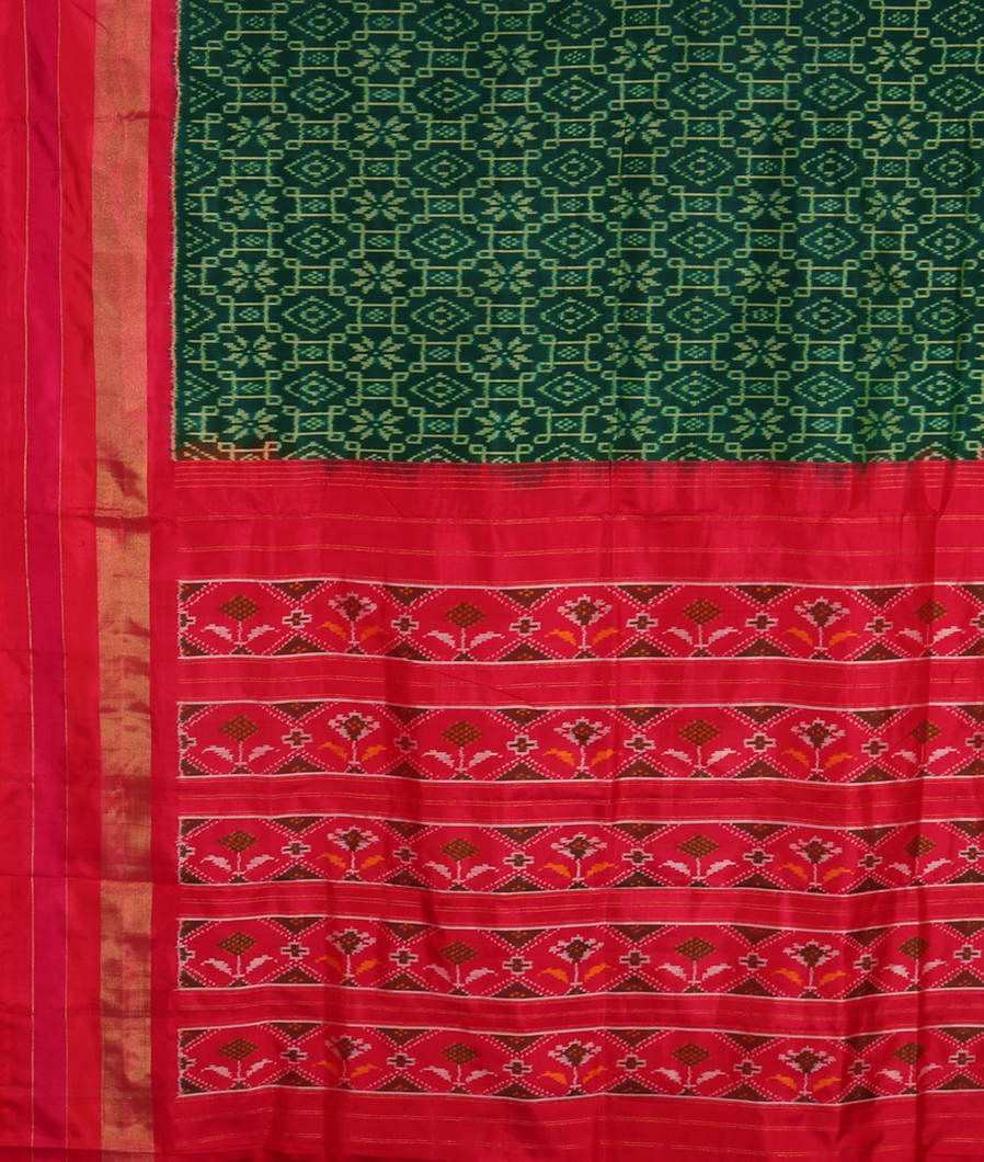 Green Ikat Silk Saree T3593604