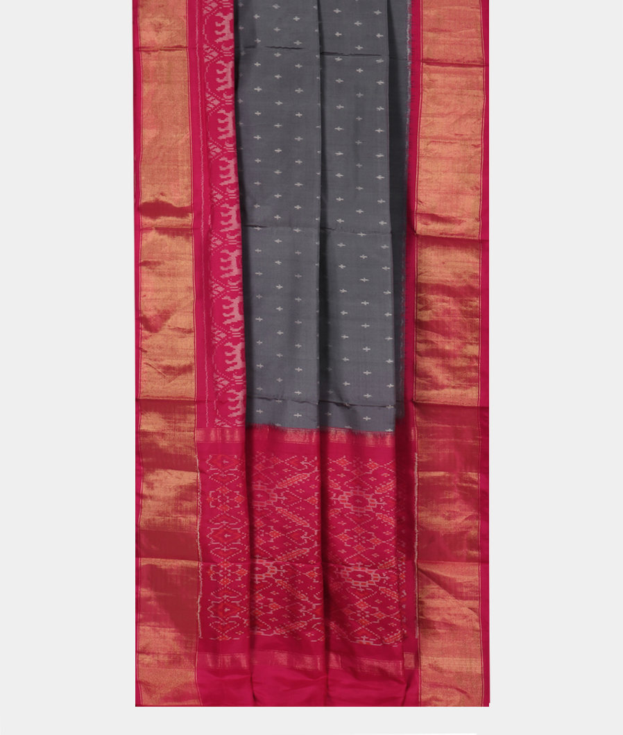 Grey Ikat Silk Saree T3112642