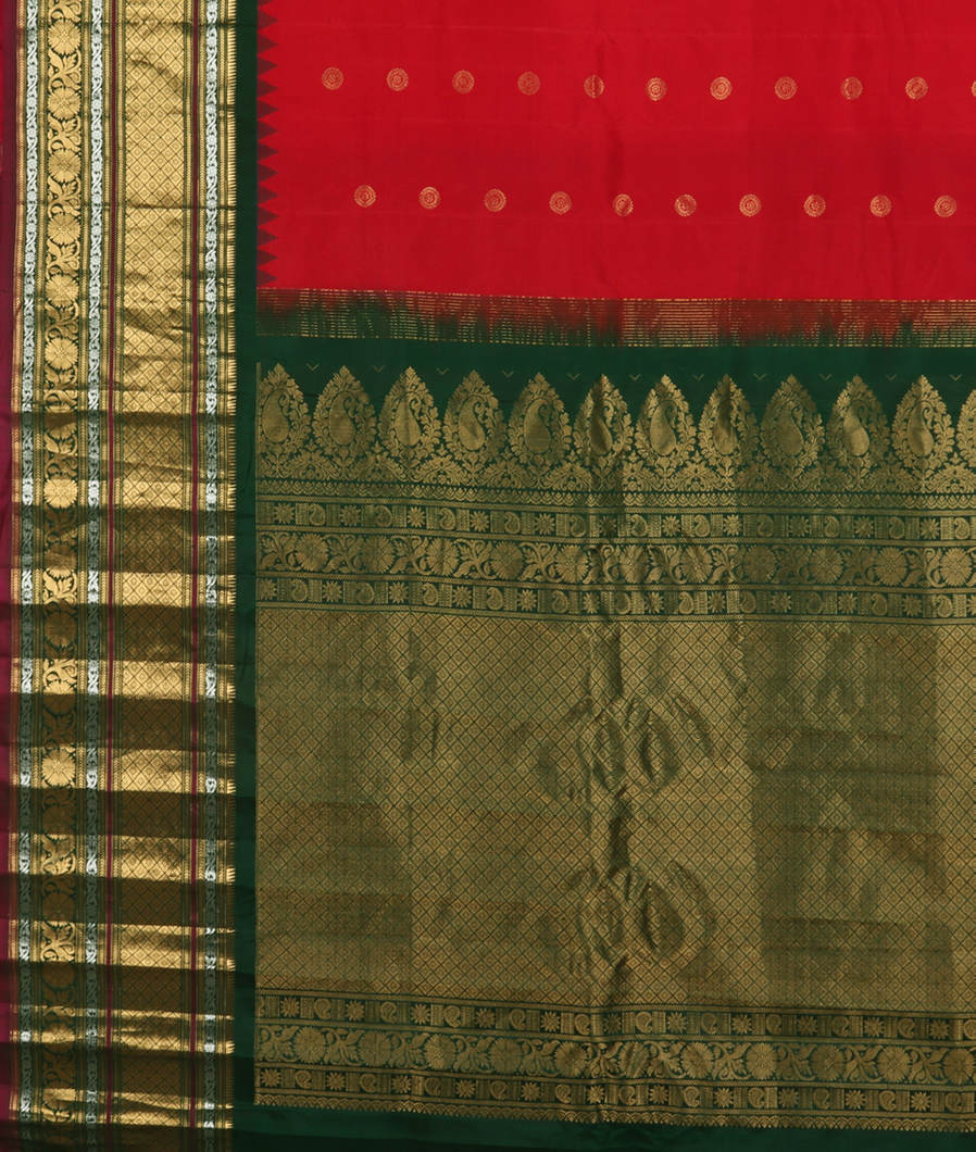 Red Gadwal Silk Saree T3587564