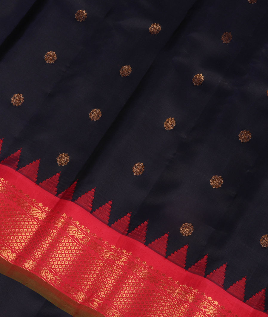 Midnight Blue Gadwal Silk Saree T357064-image