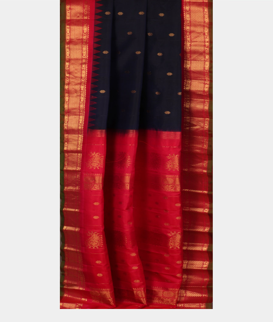 Midnight Blue Gadwal Silk Saree T3570642