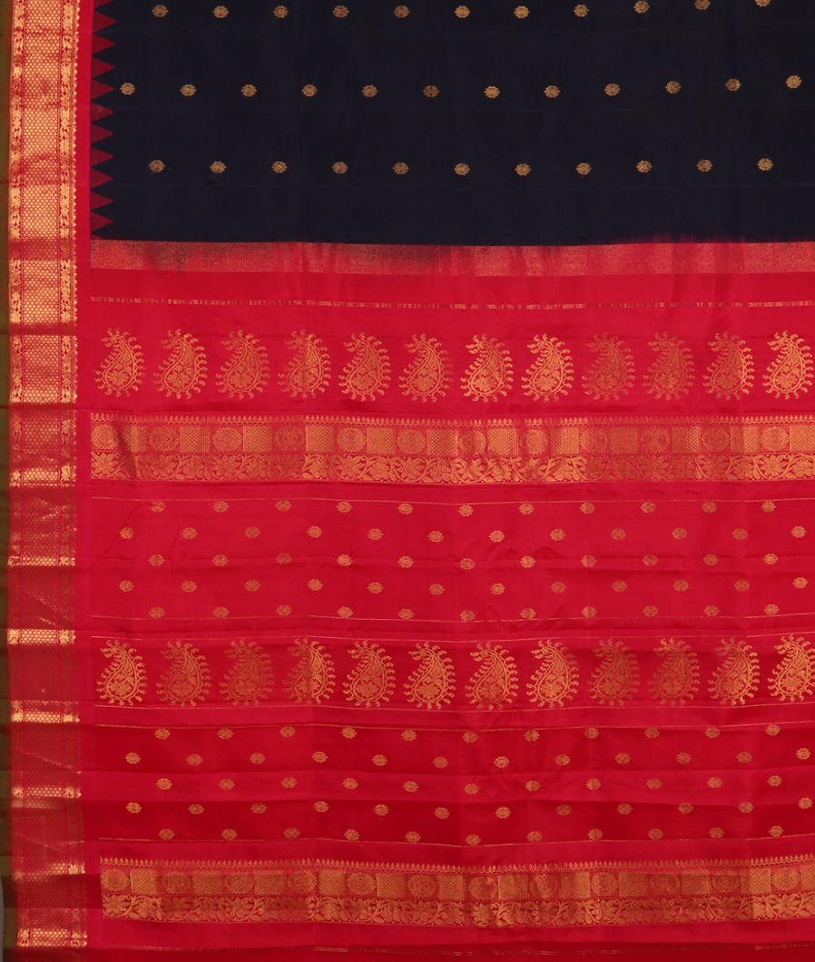 Midnight Blue Gadwal Silk Saree T3570644