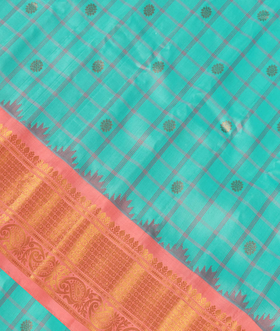Blue Gadwal Silk Saree T358757-image