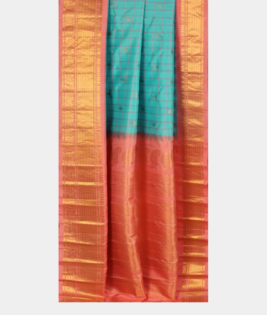 Blue Gadwal Silk Saree T3587572