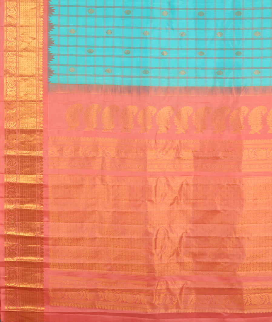 Blue Gadwal Silk Saree T3587574