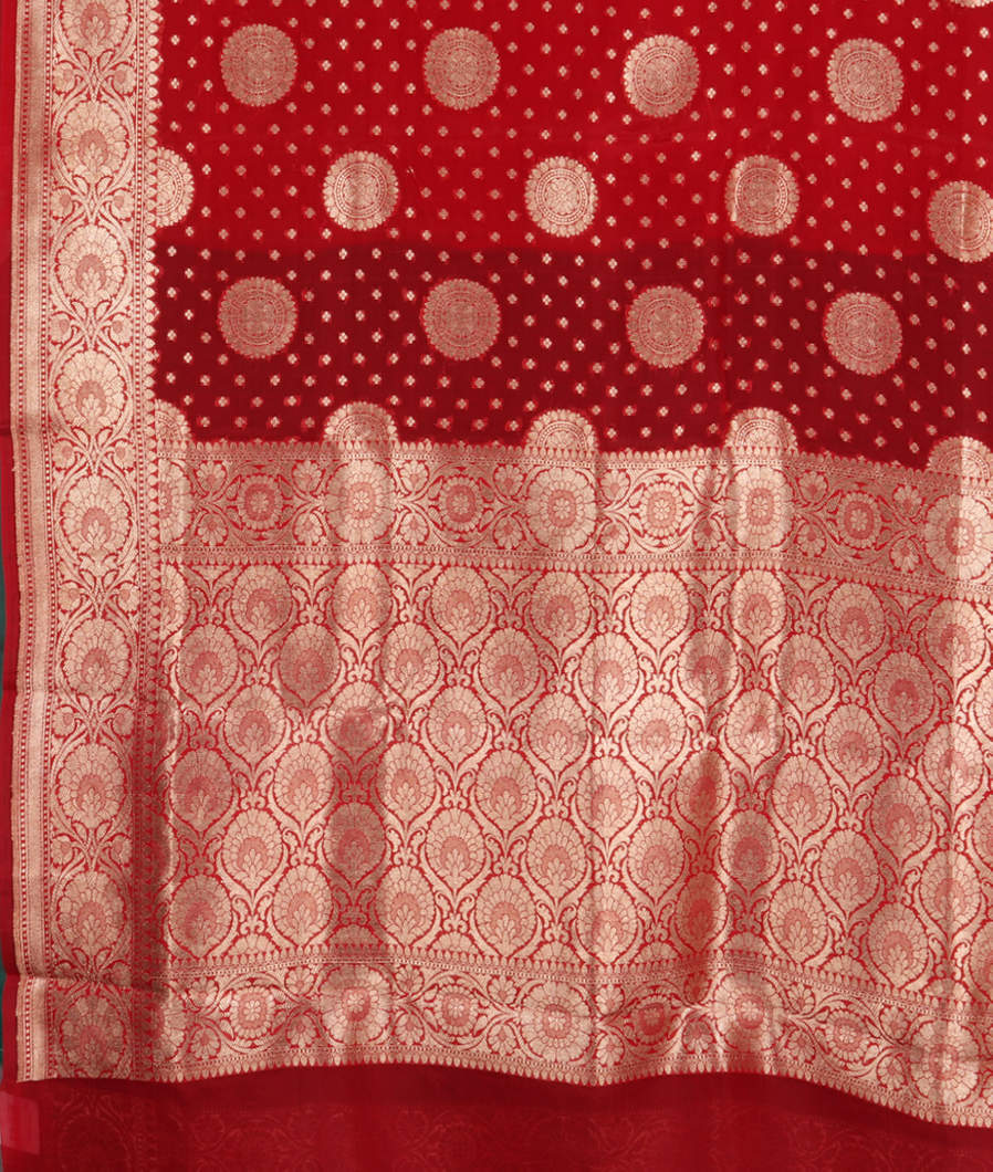 Red Banaras Organza Saree T3769034