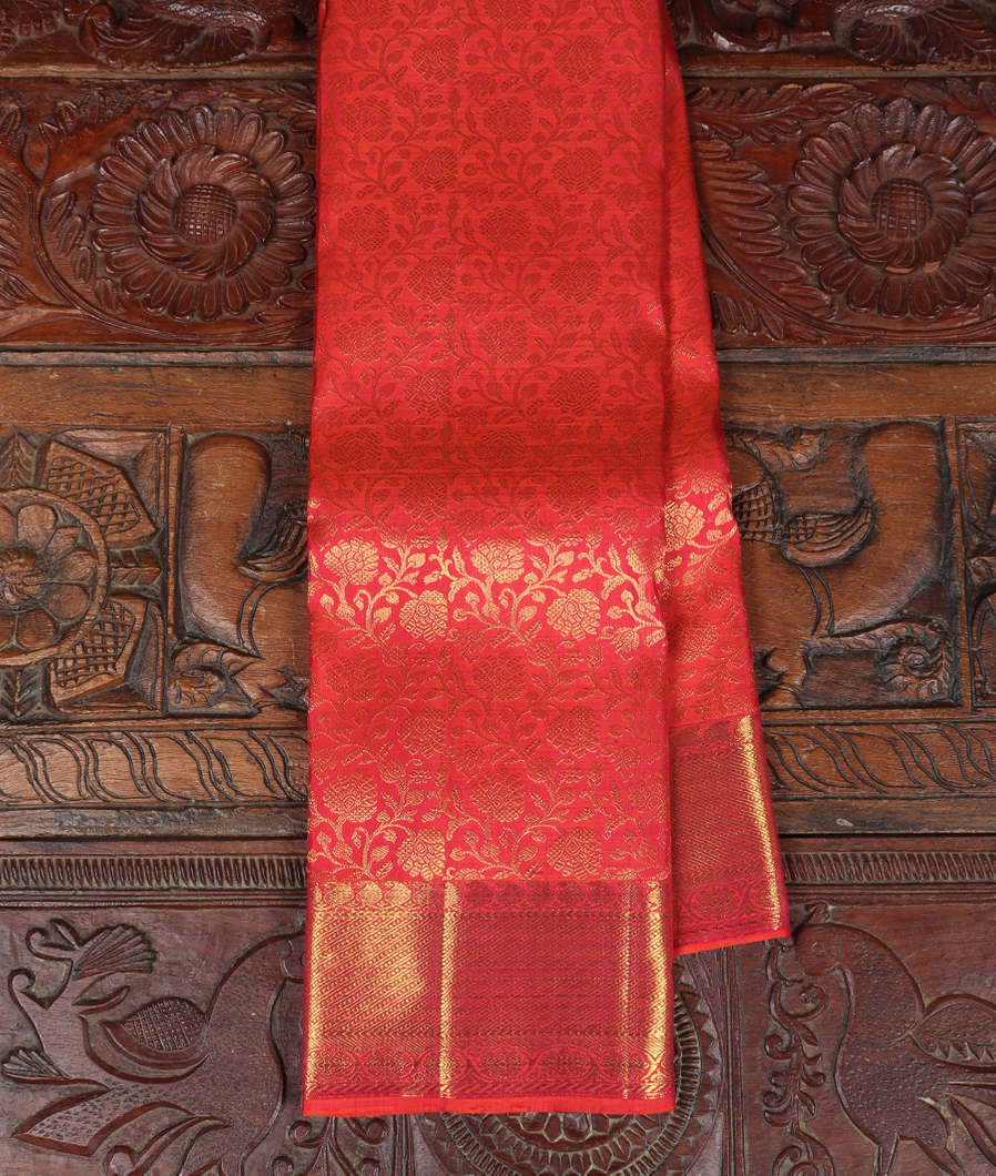 Pinkish Orange Handwoven Kanjivaram Silk Saree T378835-image