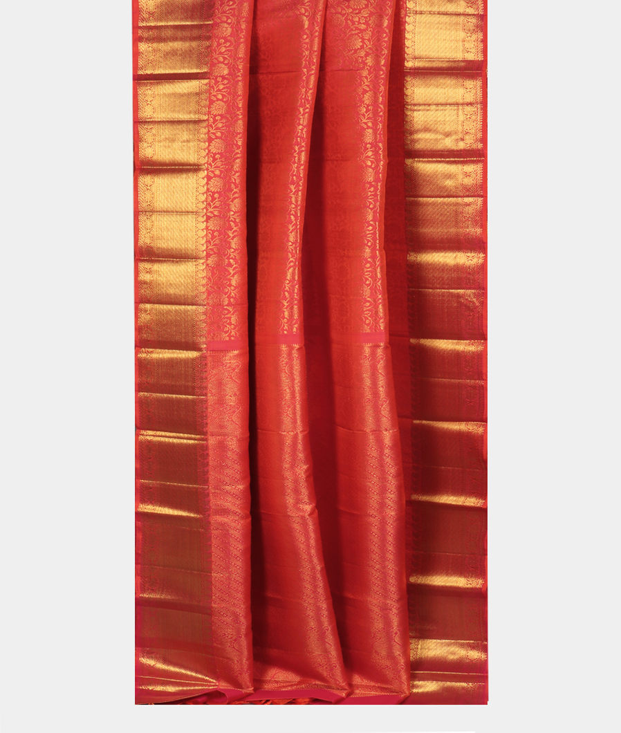 Pinkish Orange Handwoven Kanjivaram Silk Saree T3788352