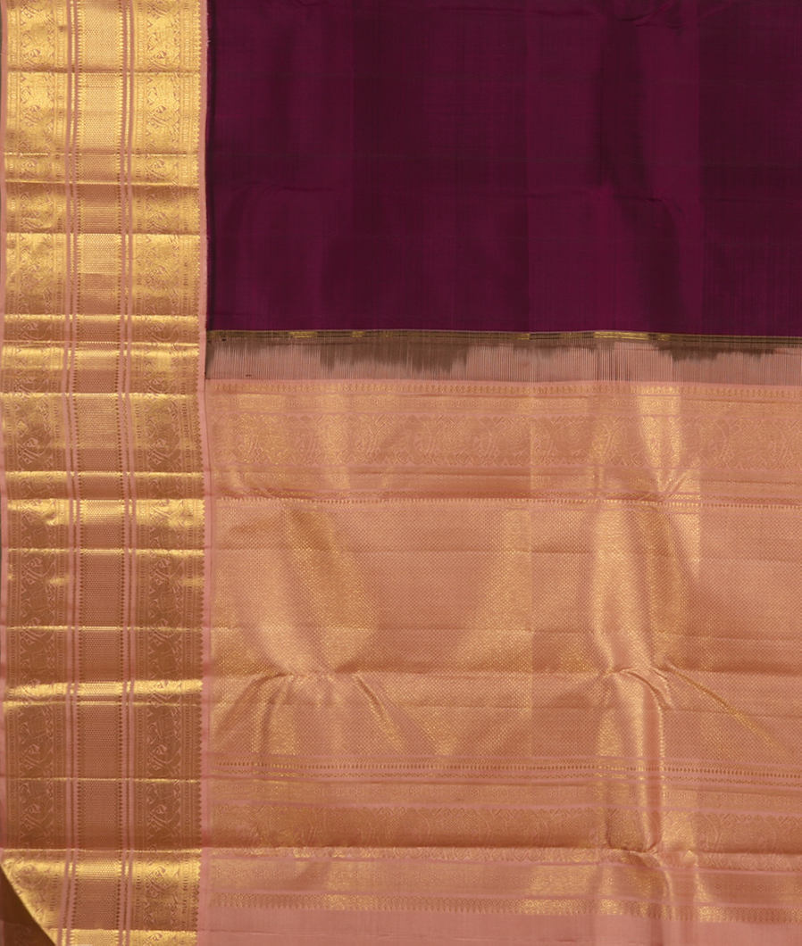 Burgundy Handwoven Kanjivaram Silk Saree T3787074