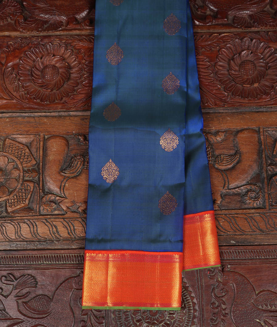 Peacock Blue Handwoven Kanjivaram Silk Saree T367950-image