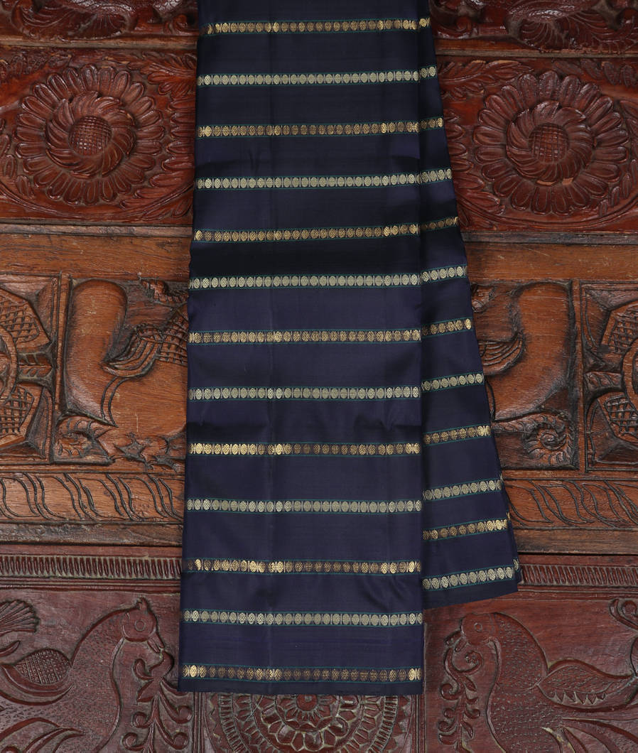 Midnight Blue Handwoven Kanjivaram Silk Saree T346323-image