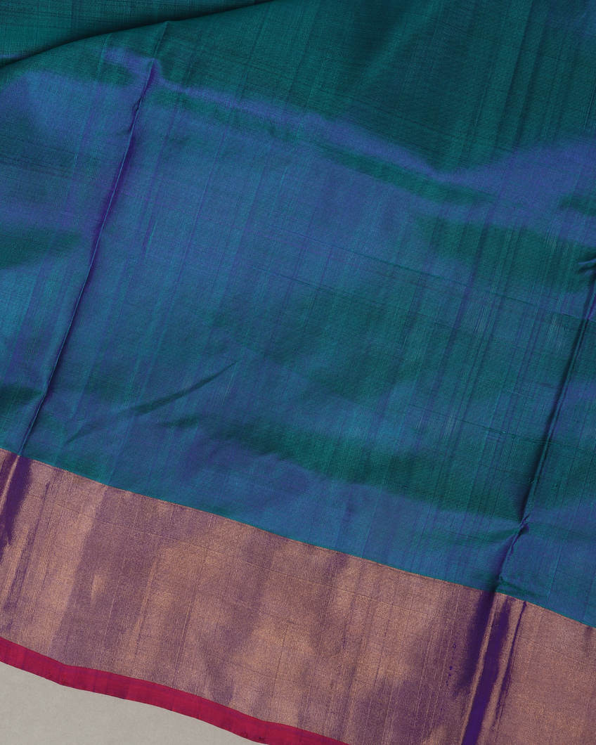 Peacock Blue Uppada Silk Saree T3661403