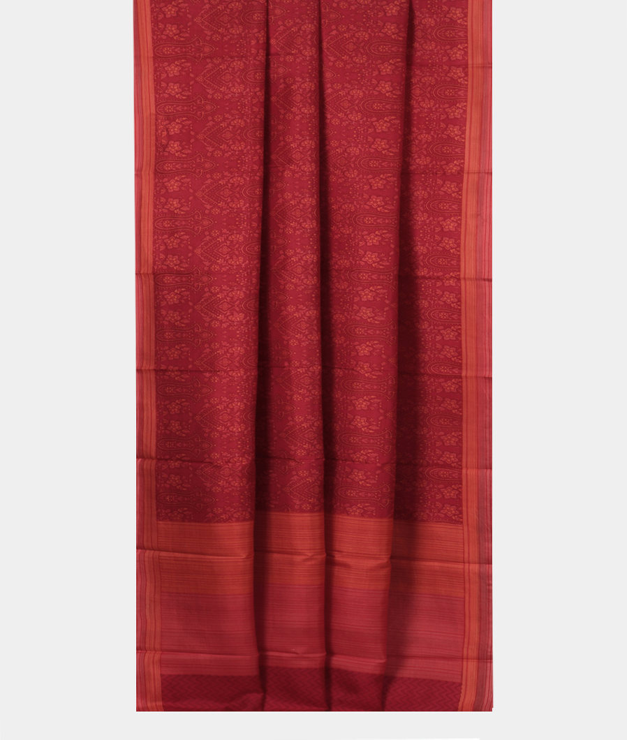 Red Printed Silk Saree T3783572