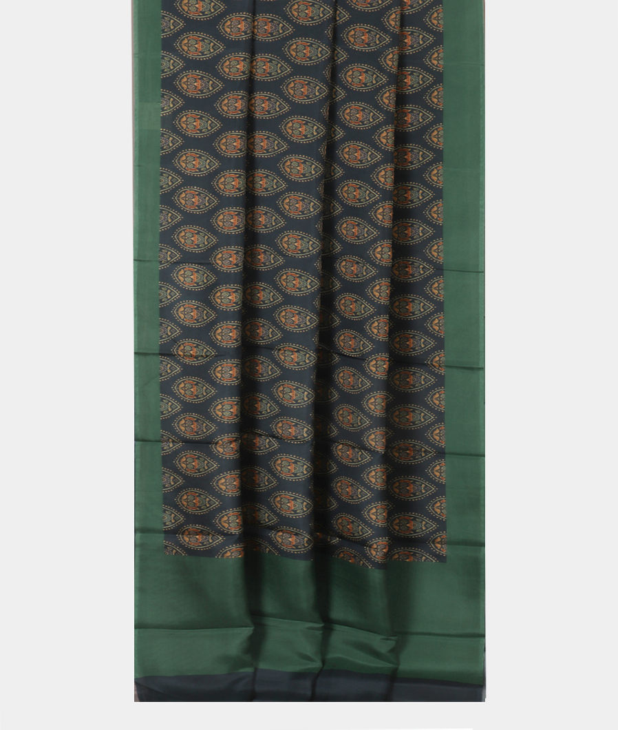 Grey Printed Silk Saree T3783602