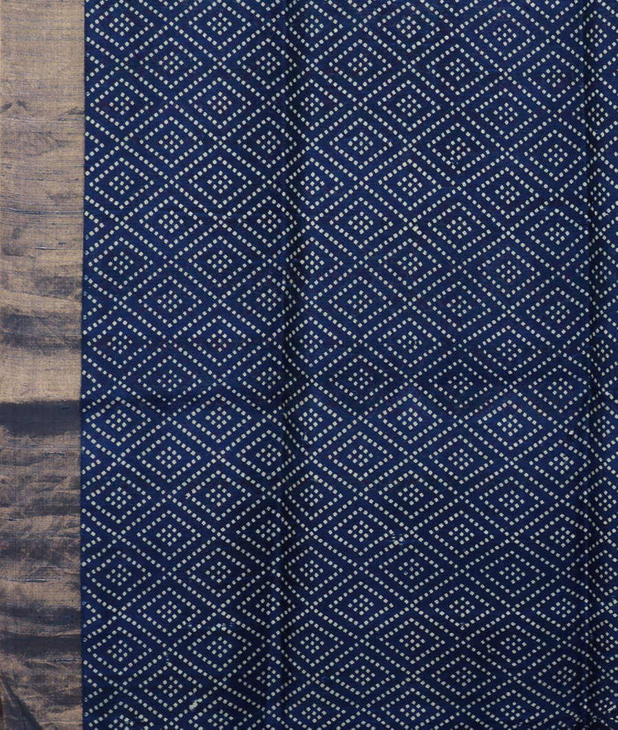 Blue Printed Raw Silk Saree T3740153