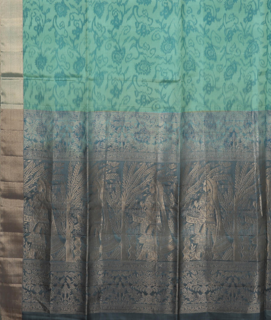 Greenish Blue Soft Silk Saree T3742584
