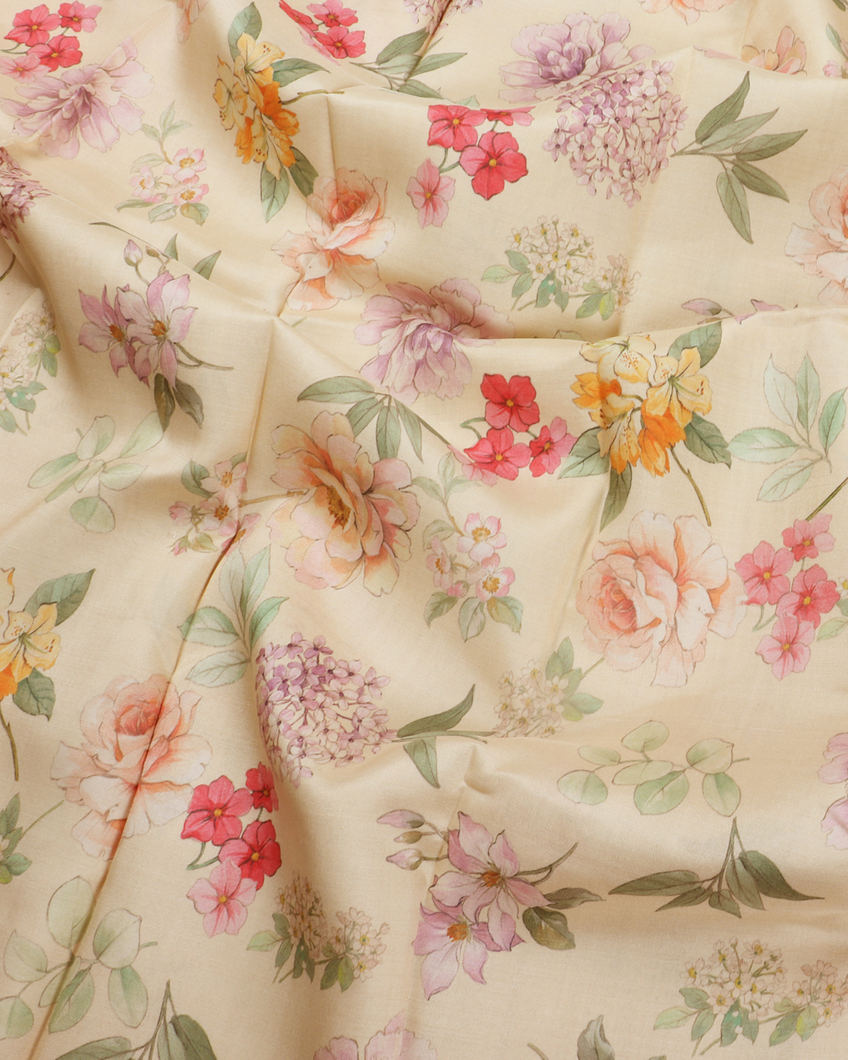 Cream Ikat Silk Saree T3780255