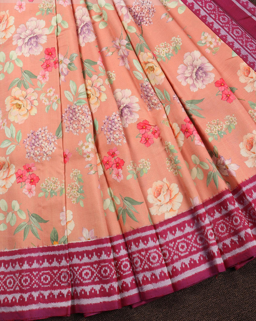 Dusty Pink Ikat Silk Saree T3780282