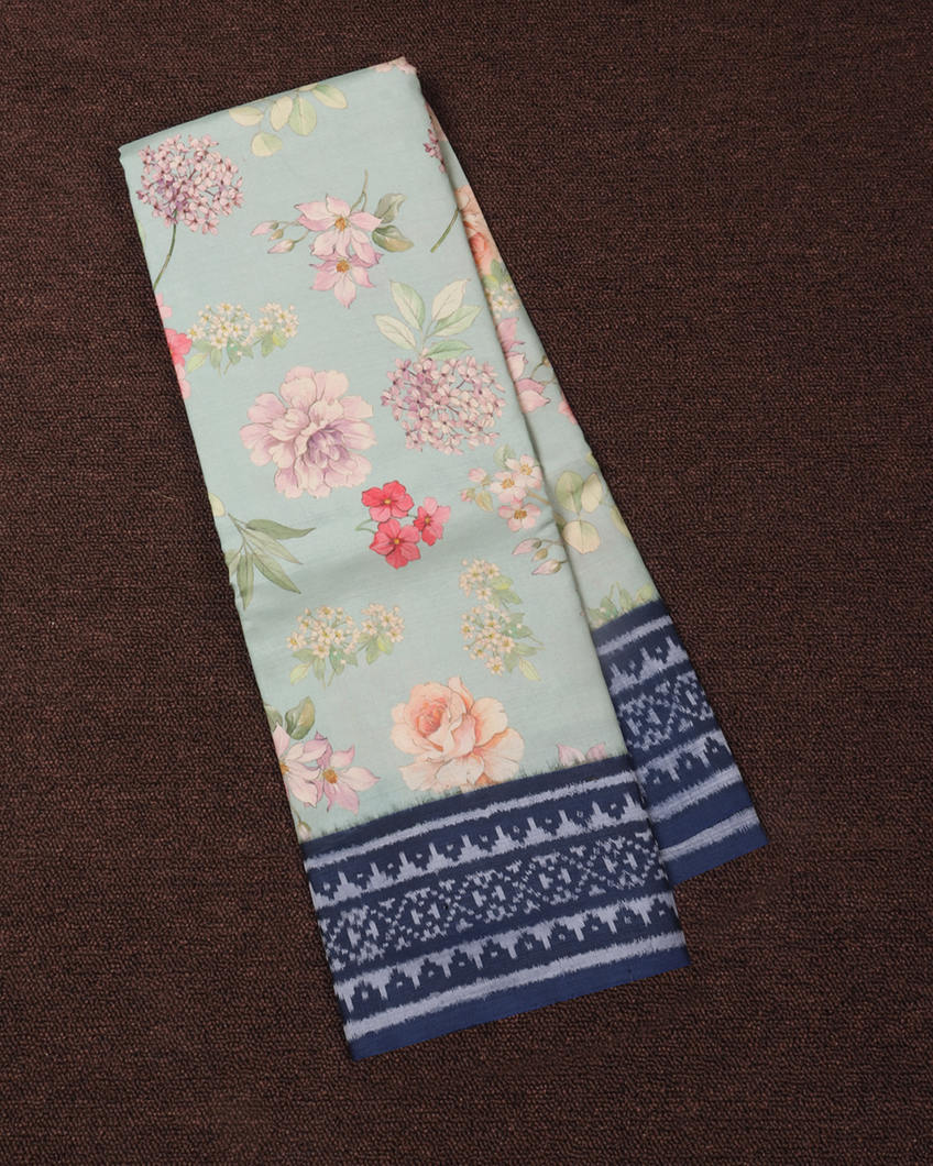 Blue Ikat Silk Saree T378021-image