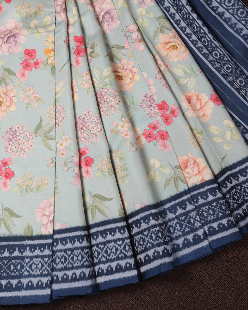 Blue Ikat Silk Saree T3780212