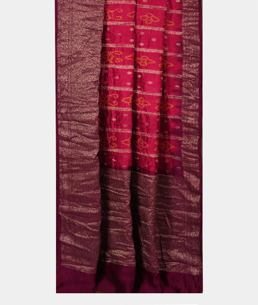 Red Bandhani Chaniya Silk Saree T3778612
