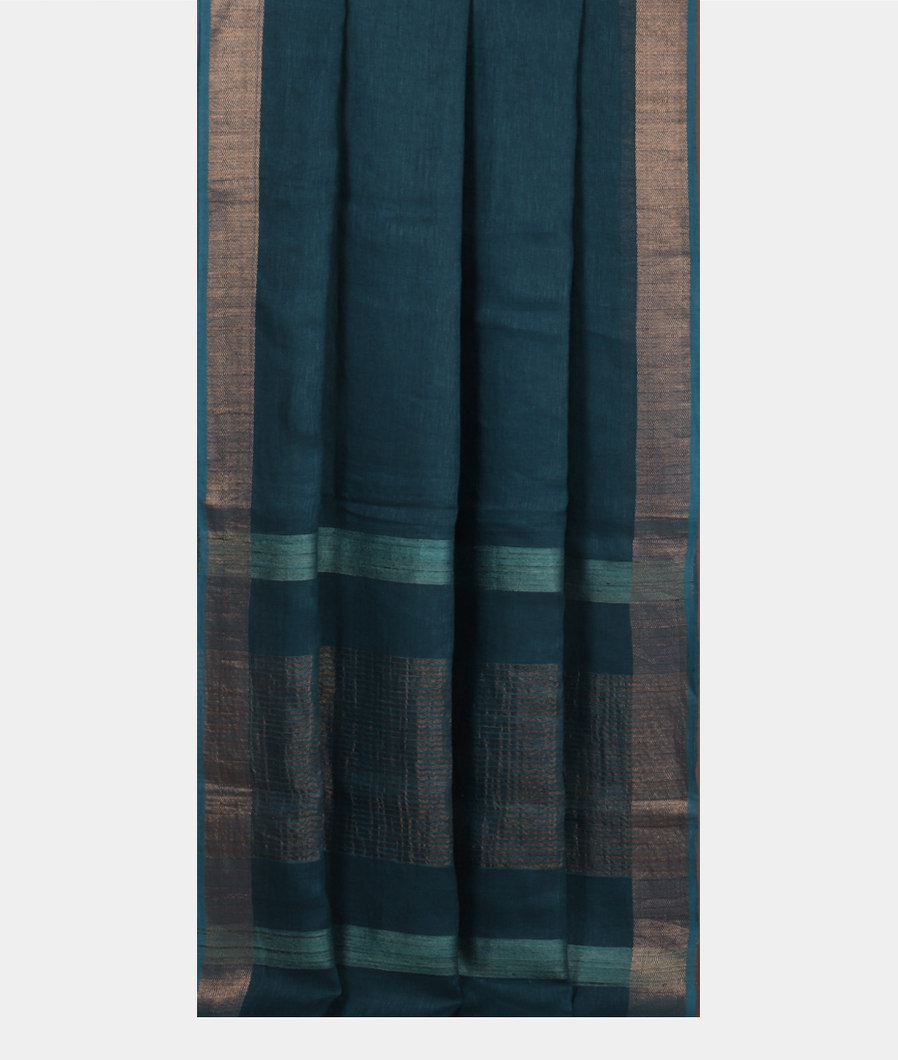 peacock-blue-handwoven-linen-saree-t355074-t355074-b