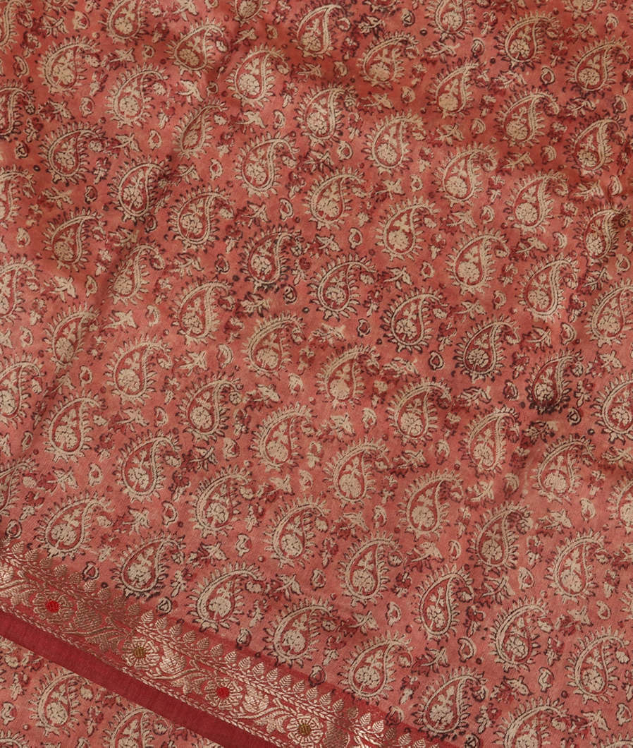 Pink Soft Printed Cotton Saree T384228-image