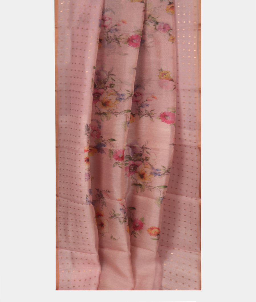 Pink Kora Organza Printed Saree T3811942