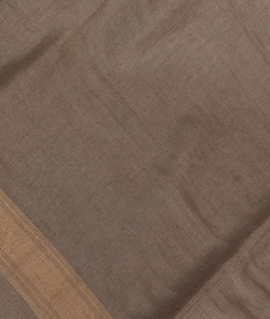 Grey Handwoven Linen Saree T355055-image