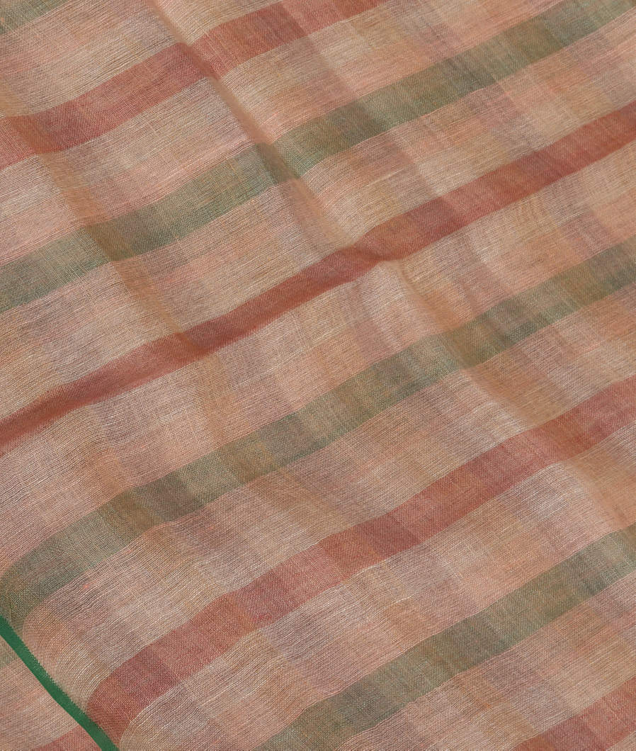 Beige Handwoven Linen Saree T363349-image