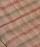 Beige Handwoven Linen Saree T3633491