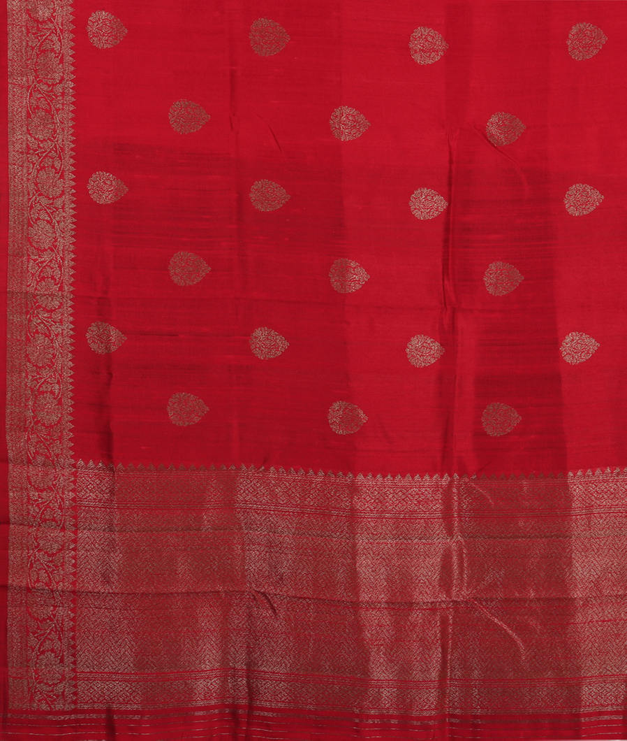 Red Banaras Tussar Saree T3850574