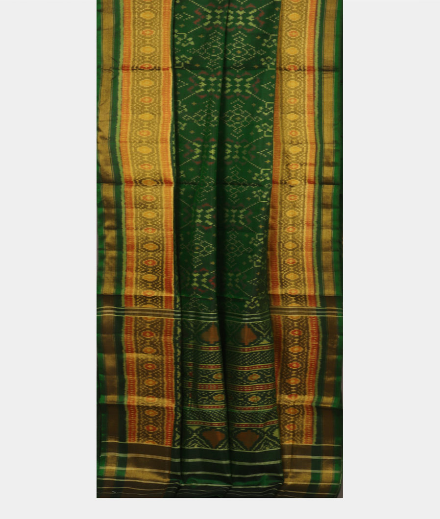 Bottle Green Patola Silk Saree T3643642